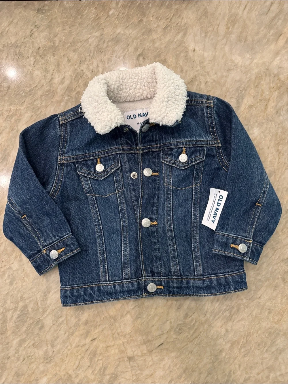 Old Navy Toddler Denim Jacket with White Sherpa Collar